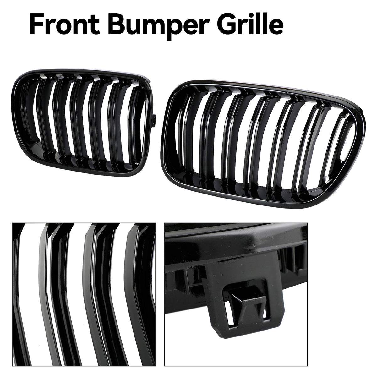 2011-2014 BMW X3 F25 Dual Line Gloss Black Front Bumper Kidney Grill 51712297589 51117210725