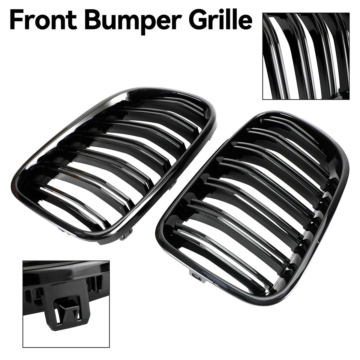 2011-2014 BMW X3 F25 Dual Line Gloss Black Front Bumper Kidney Grill 51712297589 51117210725