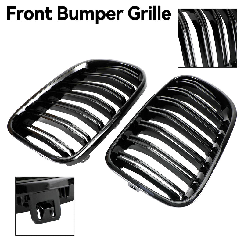 2011-2014 BMW X3 F25 Dual Line Gloss Black Front Bumper Kidney Grill 51712297589 51117210725