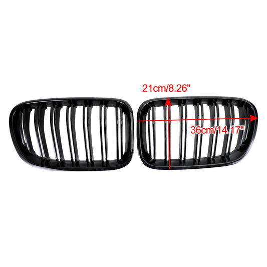 2011-2014 BMW X3 F25 Dual Line Gloss Black Front Bumper Kidney Grill 51712297589 51117210725