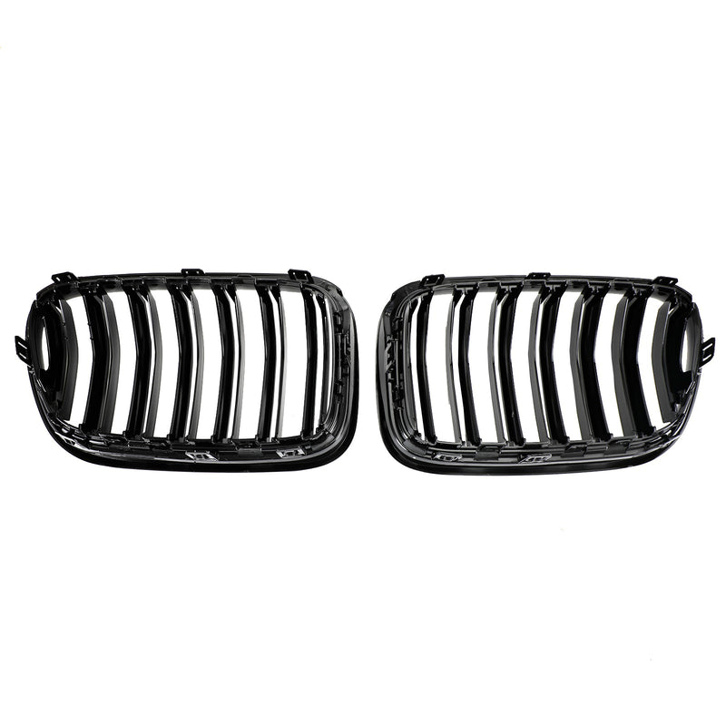 2011-2014 BMW X3 F25 Dual Line Gloss Black Front Bumper Kidney Grill 51712297589 51117210725
