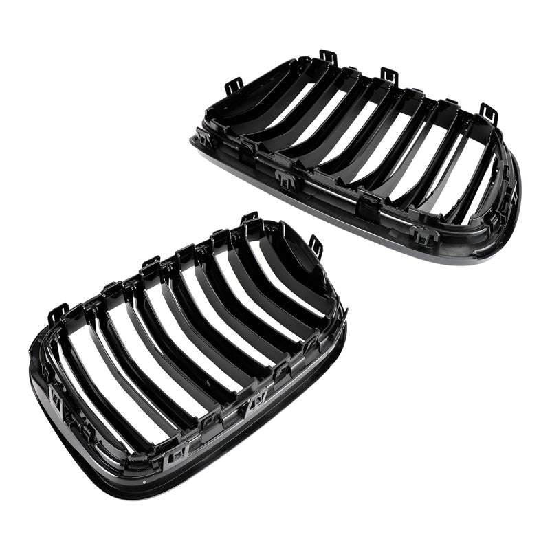 BMW X3 F25 2011-2014 Dual Line Gloss Black Front Bumper Kidney Grille Grill