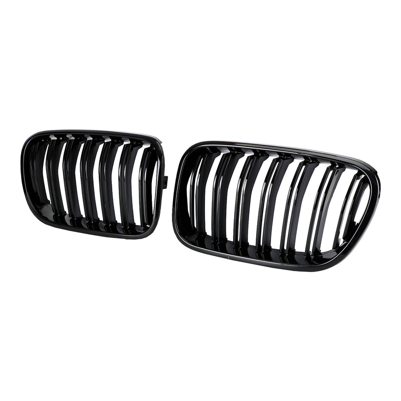 BMW X3 F25 2011-2014 Dual Line Gloss Black Front Bumper Kidney Grille Grill