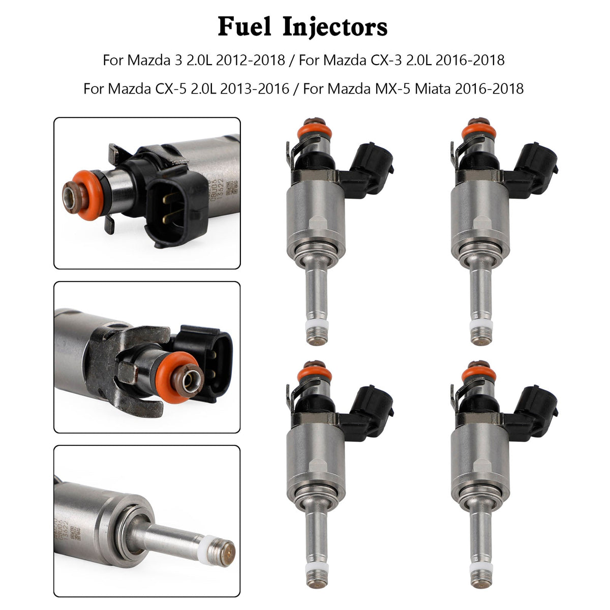 4PCS PE01-13250B Fuel Injectors PE01-13-250C Fit Mazda 3 CX-3 CX-5 2.0 2012-2018