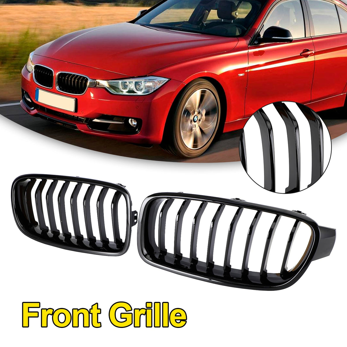 2012-2019 BMW 3-Series F35 Gloss Black Front Kidney Grill 51137263481 51137263482