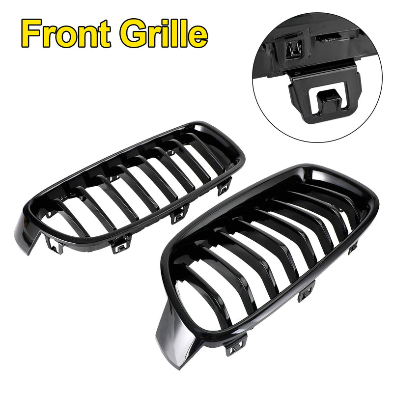2012-2019 BMW 3-Series F30 Sedan Gloss Black Front Kidney Grill 51137263481 51137263482