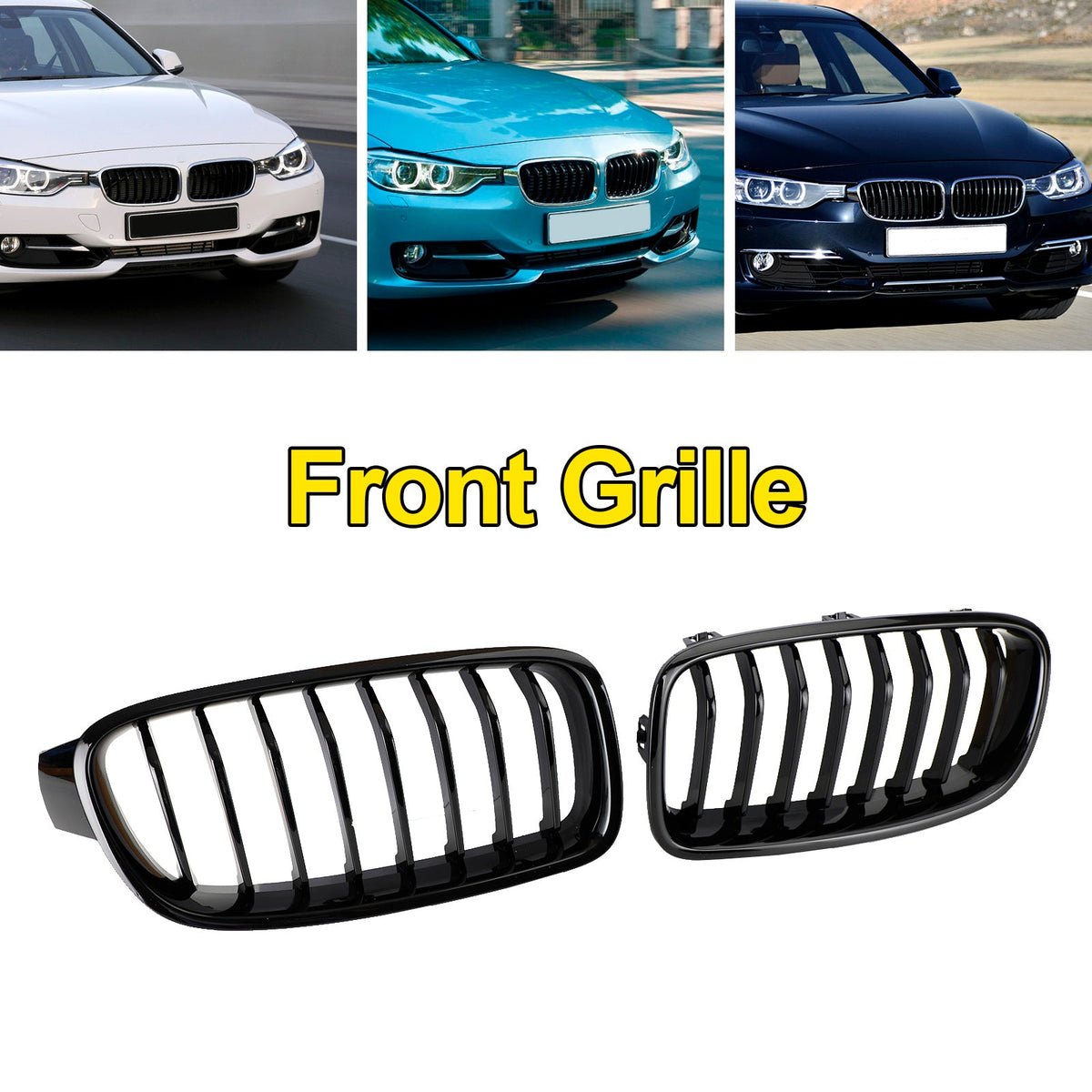 2012-2019 BMW 3-Series F31 Touring Gloss Black Front Kidney Grill 51137263481 51137263482