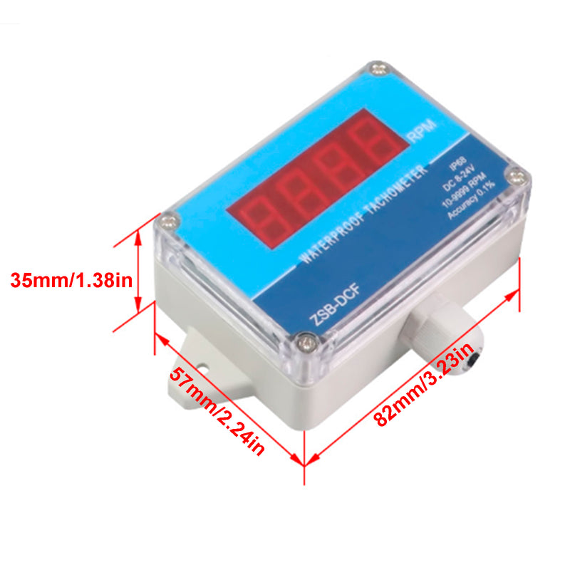 DC 8-24V IP68 Waterproof Hall Tachometer Digital LED Motor Speed Meter Tester