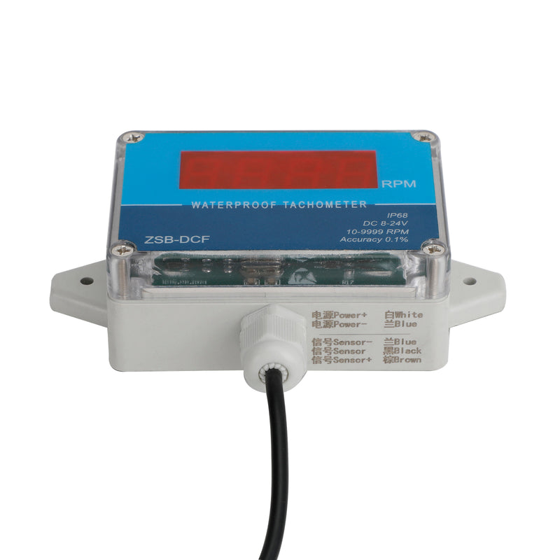 DC 8-24V IP68 Waterproof Hall Tachometer Digital LED Motor Speed Meter Tester