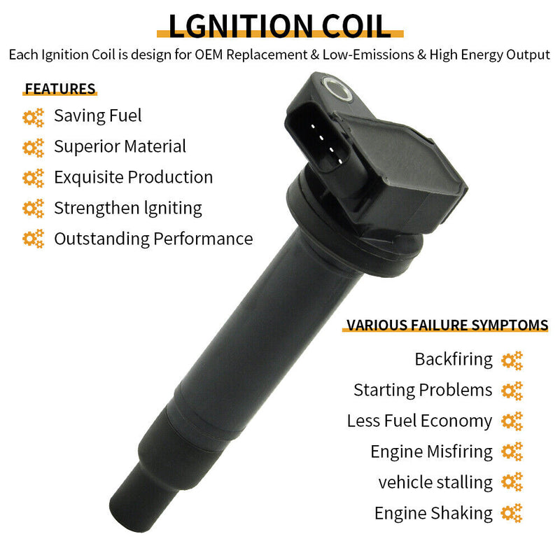 8PCS Ignition Coil+Spark Plug UF230 90080-91180 Toyota Tundra Sequoia 4.7L V8