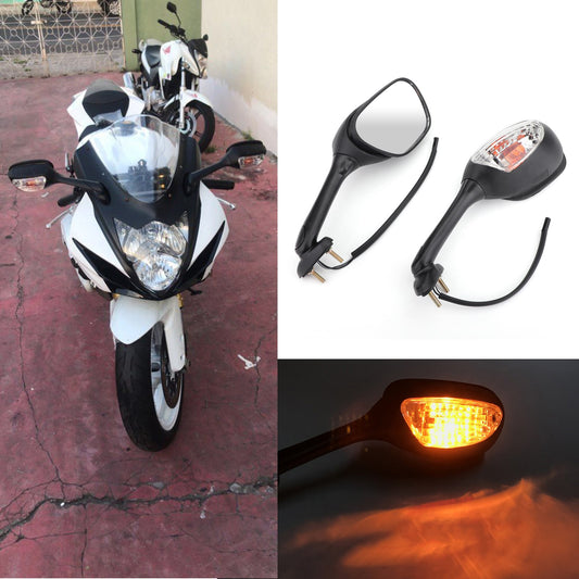 Suzuki GSXR 600 750 1000 2002-2015 Rear View Side Mirrors With Turn Signals
