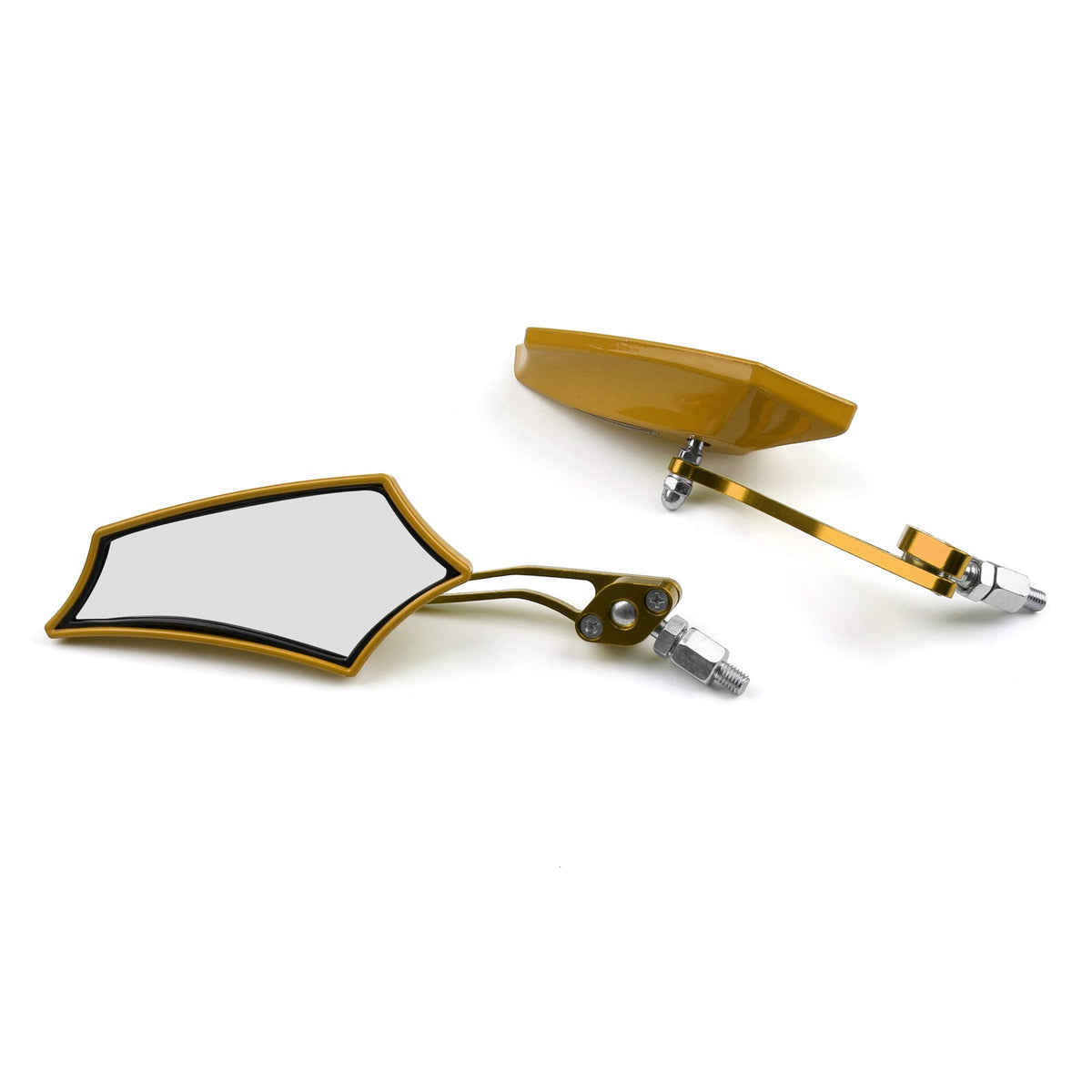 Motocycle Chopper Cruiser Street Dirt Bike Rear View Mirrors 8mm 10mm Gold