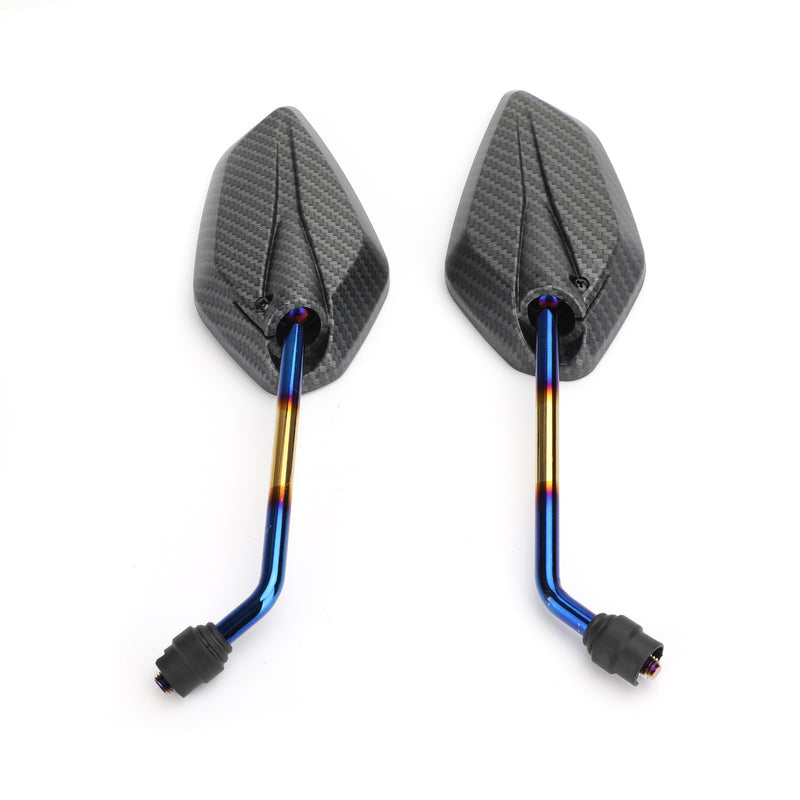 CARBON 10MM THREAD MOTORBIKE MIRRORS UNIVERSAL MOTORCYCLE/BIKE/SCOOTER PAIR - CW