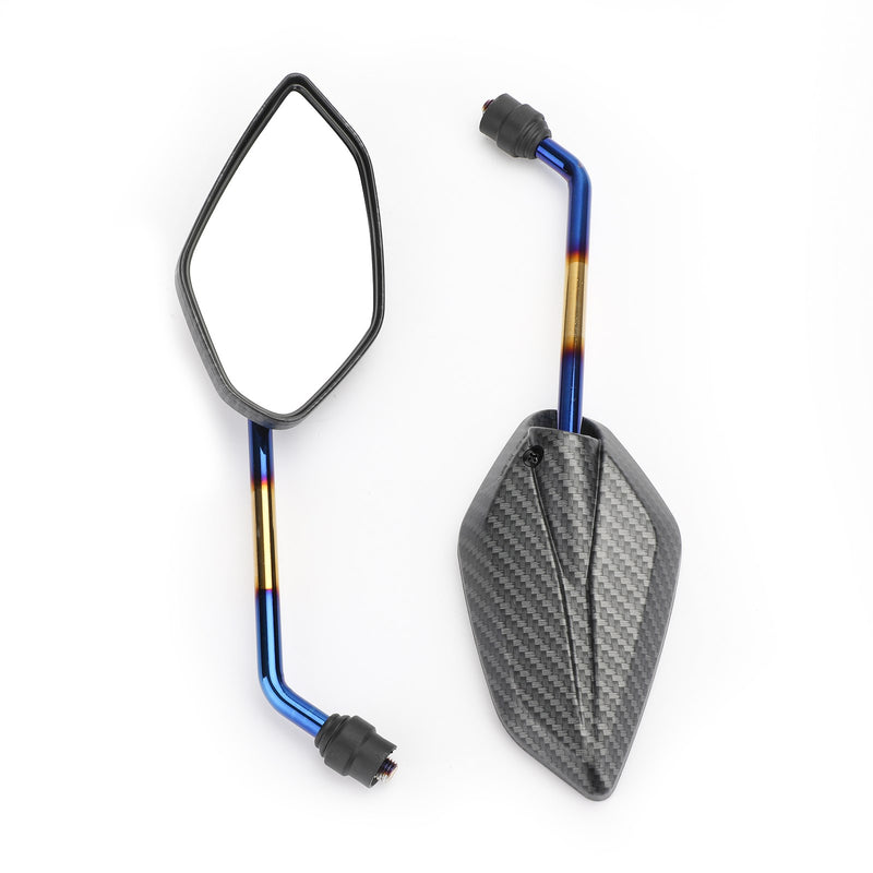 CARBON 10MM THREAD MOTORBIKE MIRRORS UNIVERSAL MOTORCYCLE/BIKE/SCOOTER PAIR - CW