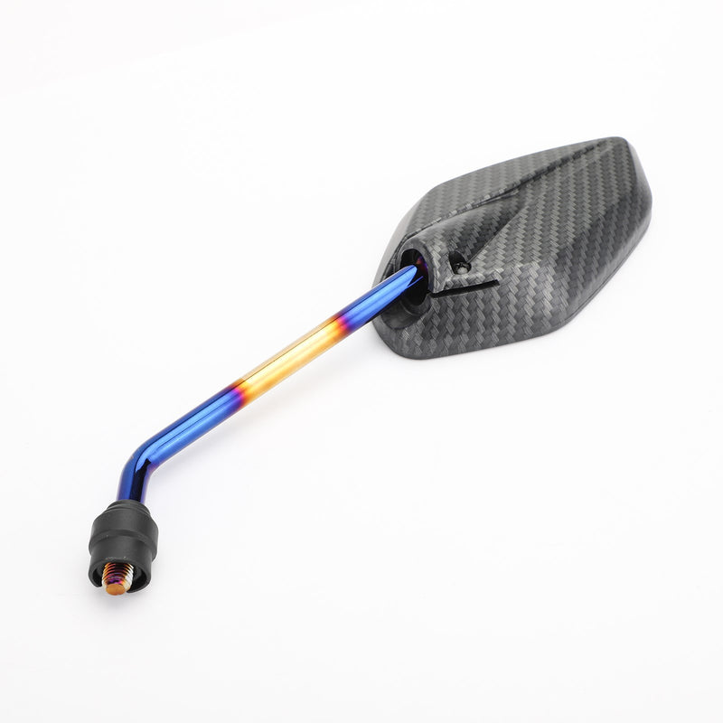 CARBON 10MM THREAD MOTORBIKE MIRRORS UNIVERSAL MOTORCYCLE/BIKE/SCOOTER PAIR - CW