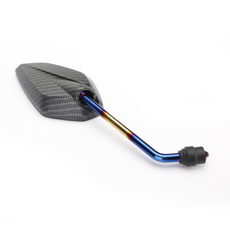 CARBON 10MM THREAD MOTORBIKE MIRRORS UNIVERSAL MOTORCYCLE/BIKE/SCOOTER PAIR - CW