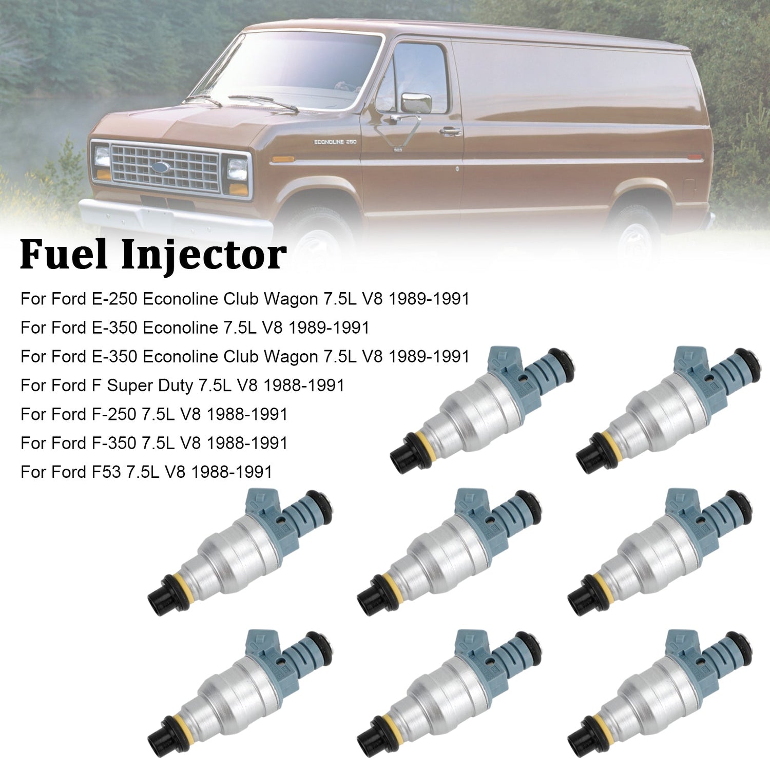 8PCS 0280150759 Fuel Injectors Fit Ford E-250 E-350 7.5L V8 1988-1991 822-11120