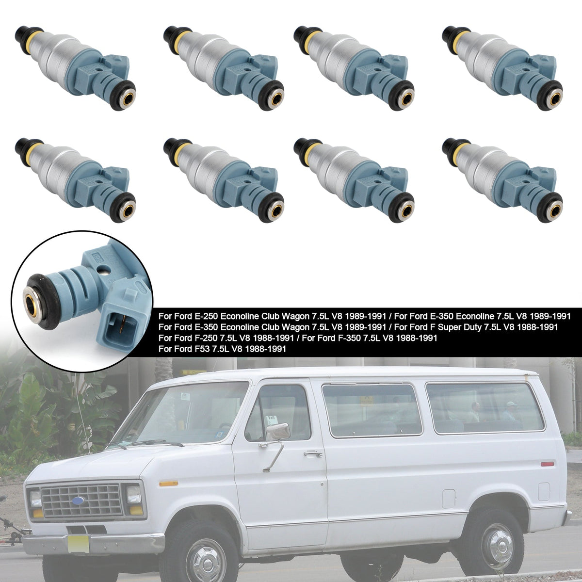 8PCS 0280150759 Fuel Injectors Fit Ford E-250 E-350 7.5L V8 1988-1991 822-11120
