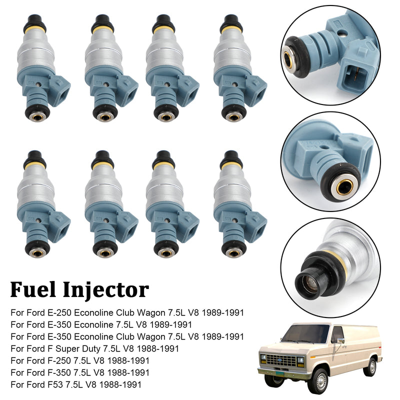 8PCS 0280150759 Fuel Injectors Fit Ford E-250 E-350 7.5L V8 1988-1991 822-11120
