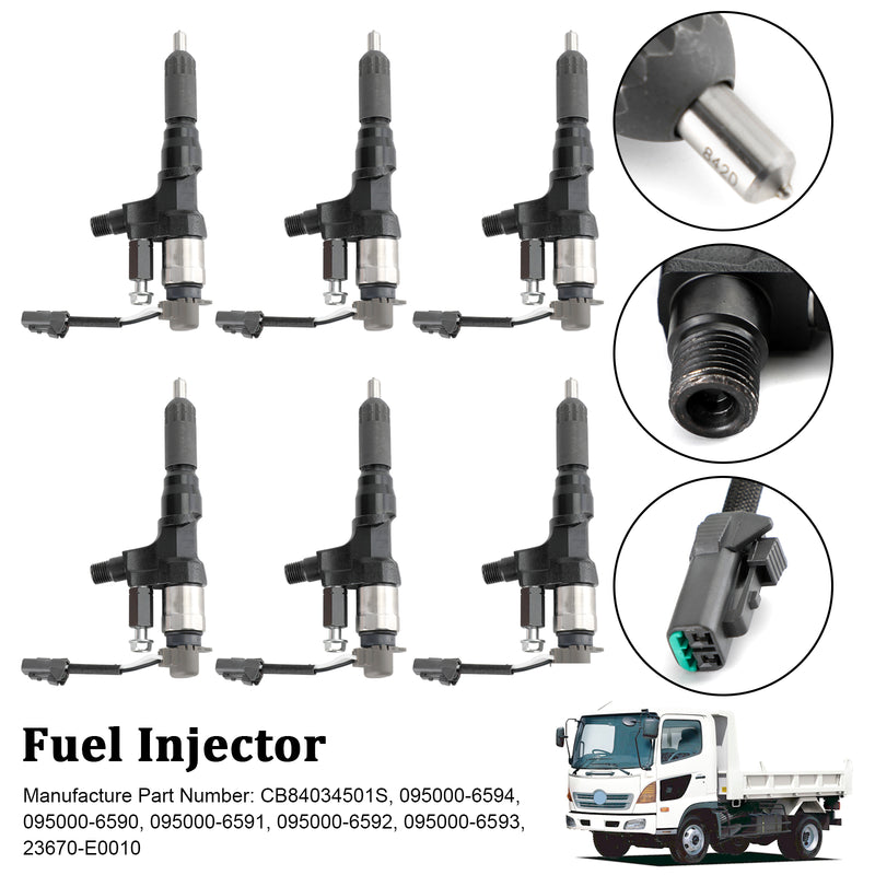 Hino J08E Fit Kobelco SK330-8 6PCS Fuel Injectors 095000-6593