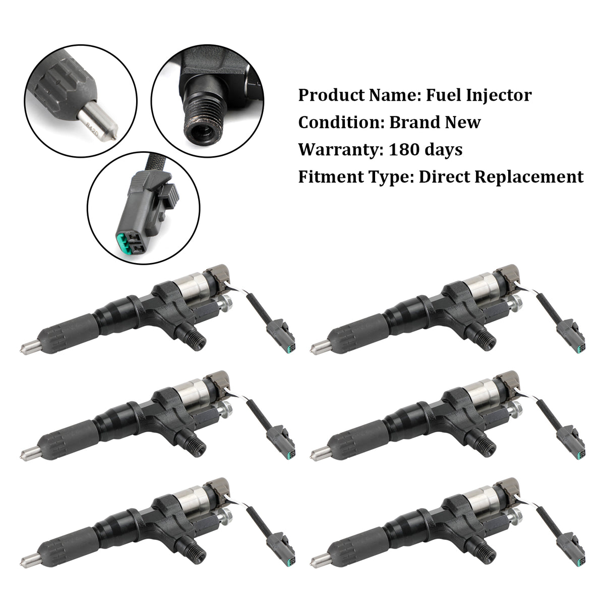 Hino J08E Fit Kobelco SK330-8 6PCS Fuel Injectors 095000-6593