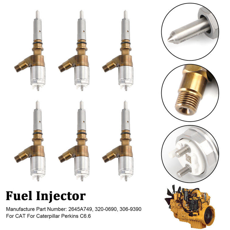 Caterpillar Perkins C6.6 Fit CAT 320-0690 6PS Fuel Injectors 2645A749