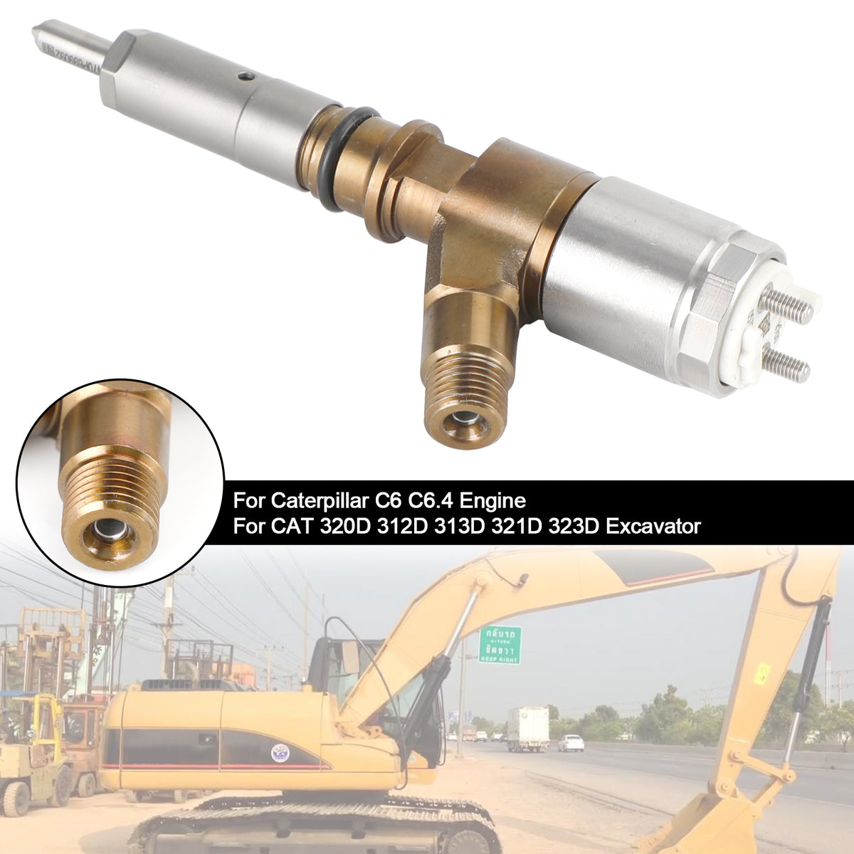 Caterpillar C6 C6.4 Fit CAT 320D Excavator 1PCS Fuel Injector 3264700