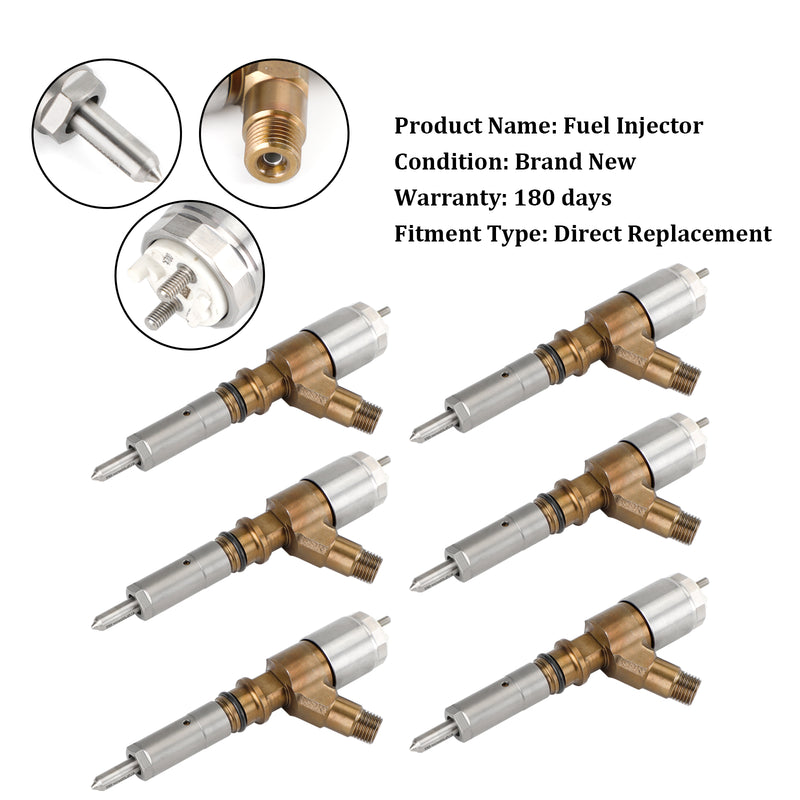 Caterpillar C6 C6.4 Fit CAT 320D Excavator 6PCS Fuel Injectors 3264700