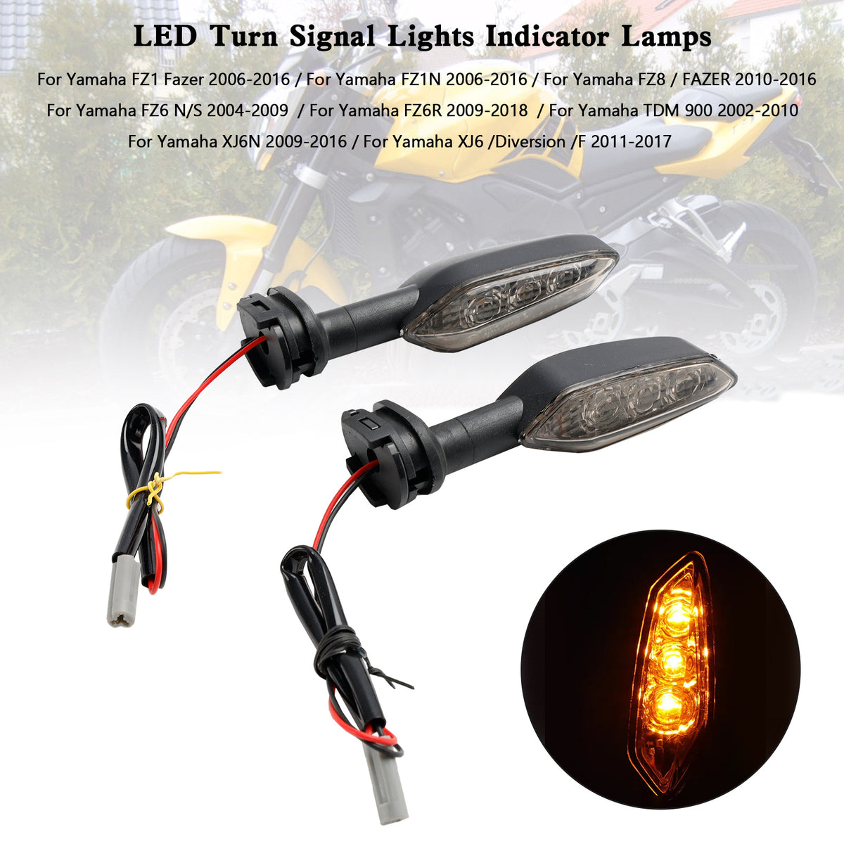 Yamaha FZ1 N FZ8 FZ6 FZ-6R TDM900 XJ6 LED Turn Signal Lights Indicator Lamps