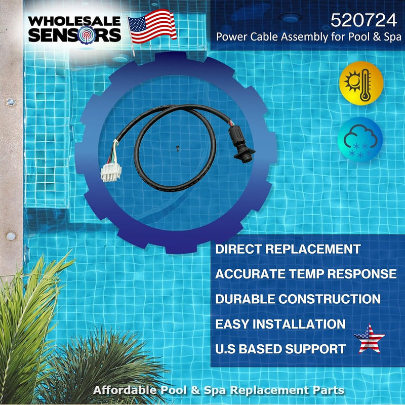 Replacement For Pentair 520724 IntelliChlor Power Cable Made In USA