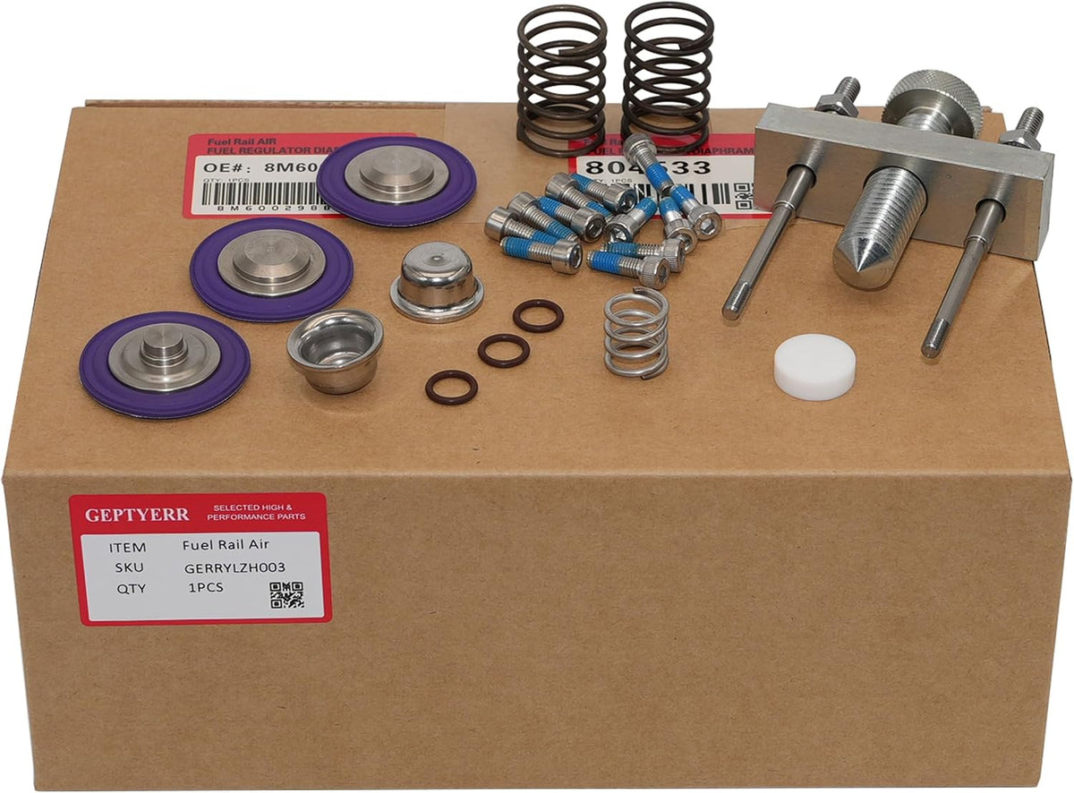 2PCS Fuel Rail Air/Fuel Regulator 8M6002988+1PCS Tracker Diaphragm 804533+Diaphram Tool KiT+Spring kit Fits Mercury Optimax 2.5L 3.0L Engines Replace 8M6002988 804533 91-889431