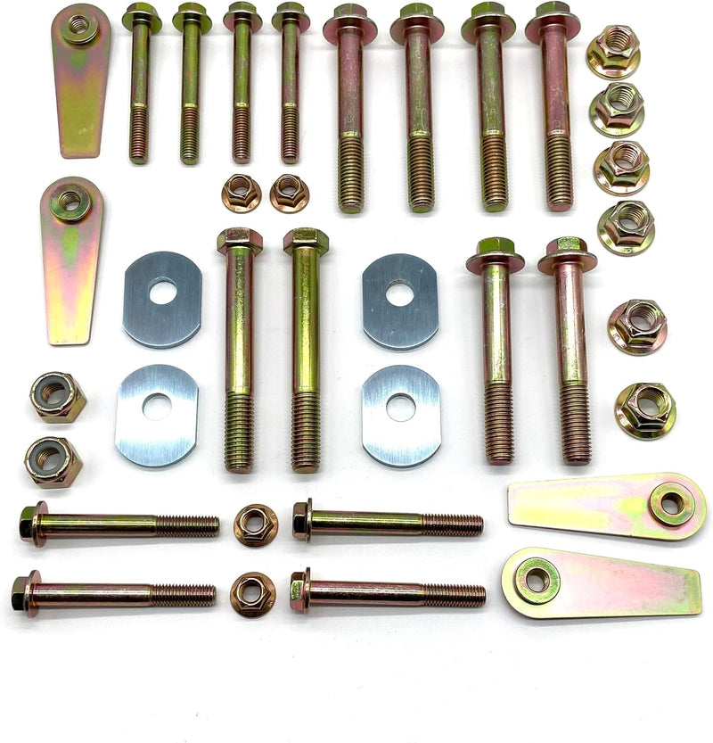Region Offroad TJ LJ Control Arm Bolts Complete Set Compatible with Jeep Wrangler TJ LJ 97-06 (Front and Rear w/ Cam Bolt Delete and Flag Nuts)