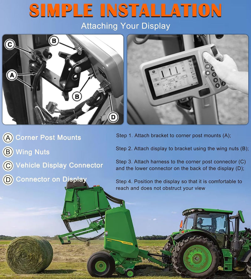 Bonbo BPF12124 Corner Post Display Mounting Bracket Fits for John Deere Greenstar G2 G3 G4 G5 4640 2630 2600 1800 Displays