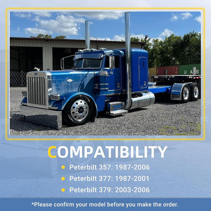 2pcs Hood Springs Cable kit Fit for Peterbilt 357, 377 & 379 Series (1987-2008) Trucks - Replace 13-03761, 13-03663, L92-6000-0718, 13-04638, 13-03662 with Stud Bolts w/Retaining Rings