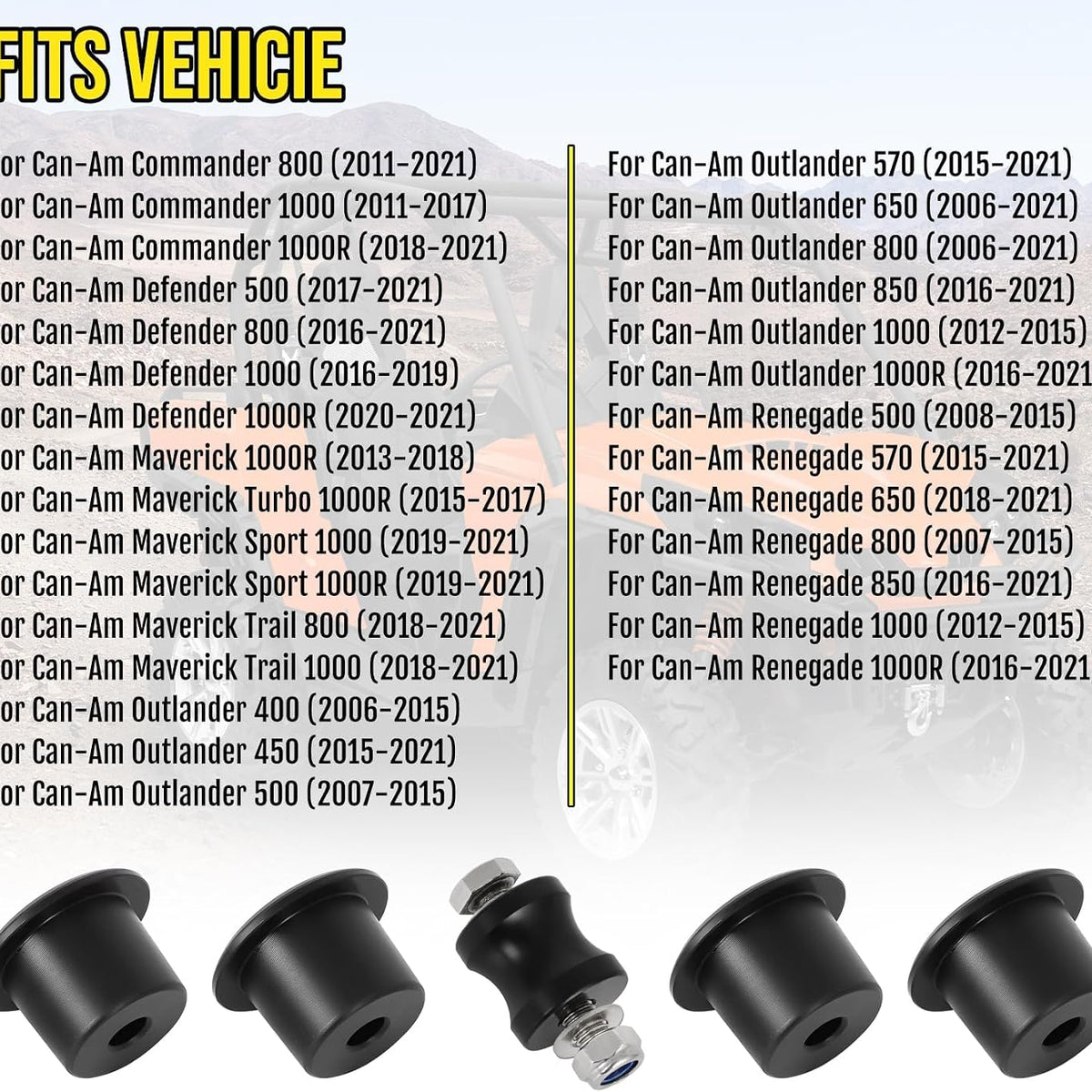 Solid Motor Mounts Kit for Can-Am Outlander Defender Renegade Replaces 707001169 707000949 Vibration Damper Mount