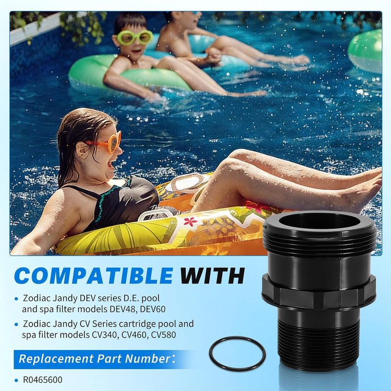 R0465600 Bulkhead Assembly with O-Ring Compatible with Zodiac Jandy CV340 CV460 CV580 DEV48 DEV60 Cartridge & D.E. Pool and Spa Part Filters