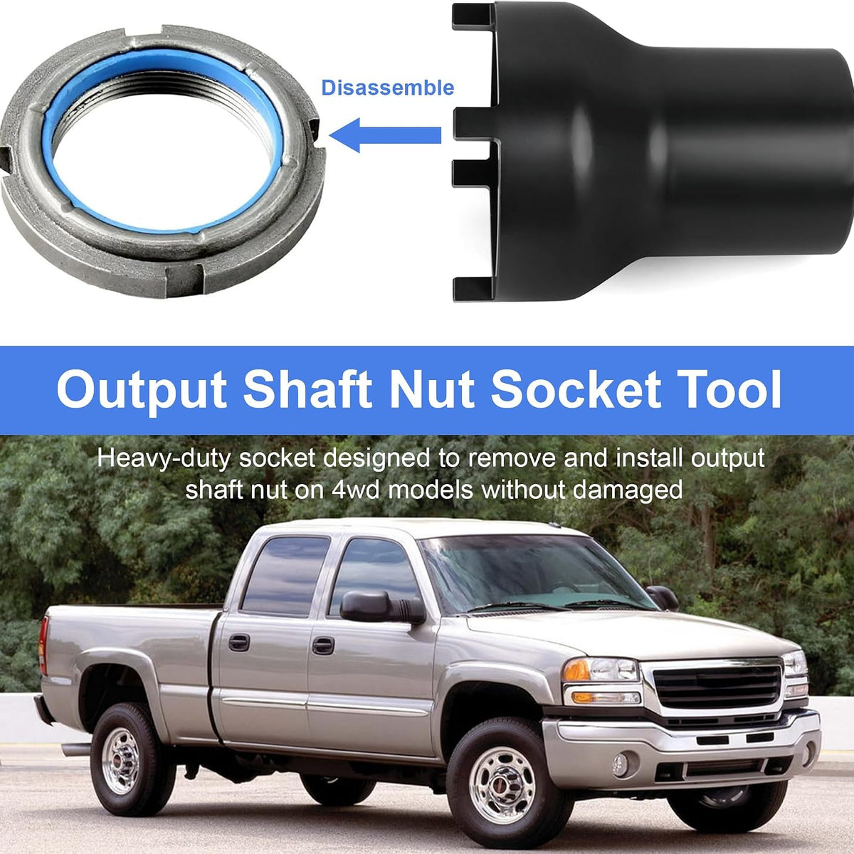 Output Shaft Lock Nut Socket Wrench Removal Tool 29531231 Compatible with Allison LCT 1000 2000 2400 5 & 6-Speed 2001-2010 NV4500 5-Speed Manual Transmissions