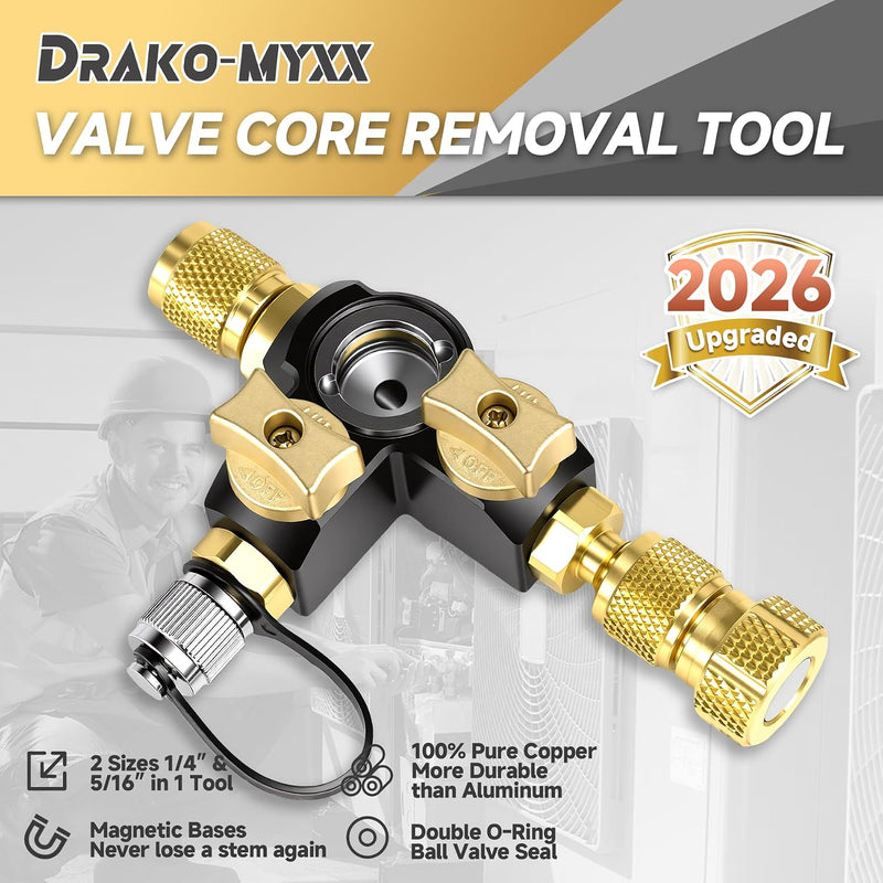 Upgrade VC2G 1/4" Valve Core Removal Tool Dual Valve with Sight Glass