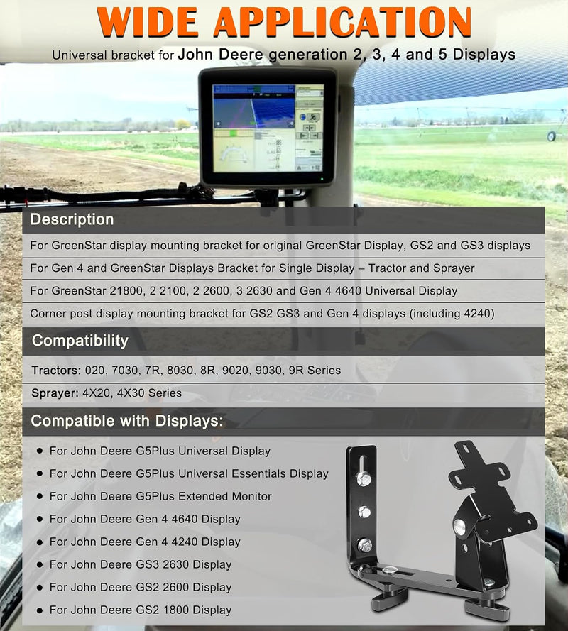 Bonbo BPF12124 Corner Post Display Mounting Bracket Fits for John Deere Greenstar G2 G3 G4 G5 4640 2630 2600 1800 Displays