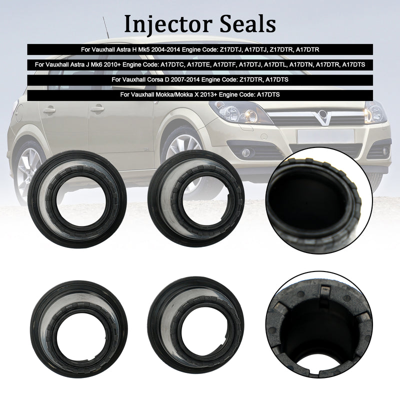 Vauxhall Astra H/J Corsa D Mokka 1.7 4PCS Fuel Diesel Injector Upper Seal