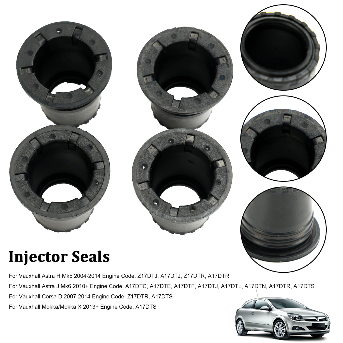 Vauxhall Astra H/J Corsa D Mokka 1.7 4PCS Fuel Diesel Injector Upper Seal