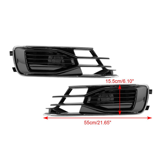 2014-2018 Audi A6 C7 Black Chrome Pair Front Bumper Foglight Cover Grill