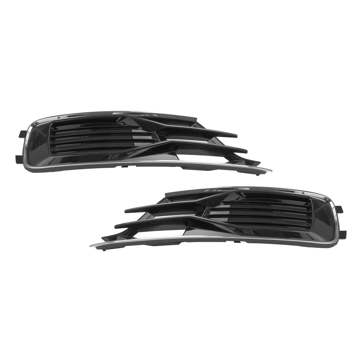 2014-2018 Audi A6 C7 Black Chrome Pair Front Bumper Foglight Cover Grill