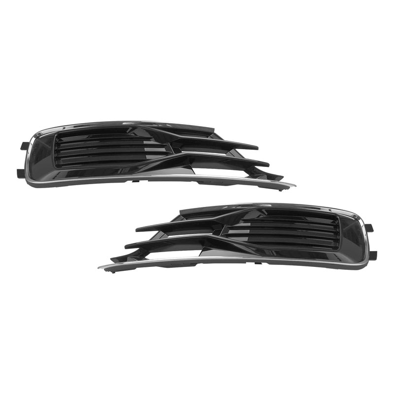 2014-2018 Audi A6 C7 Black Chrome Pair Front Bumper Foglight Cover Grill