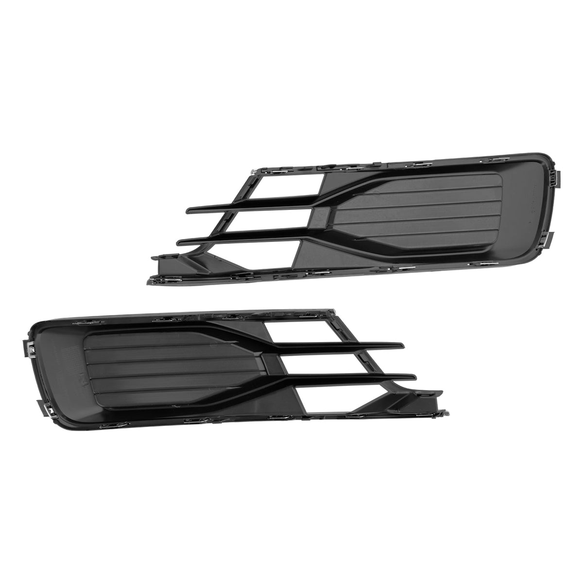 Audi A6 C7 2014-2018 Black Chrome Pair Front Bumper Foglight Cover Grill