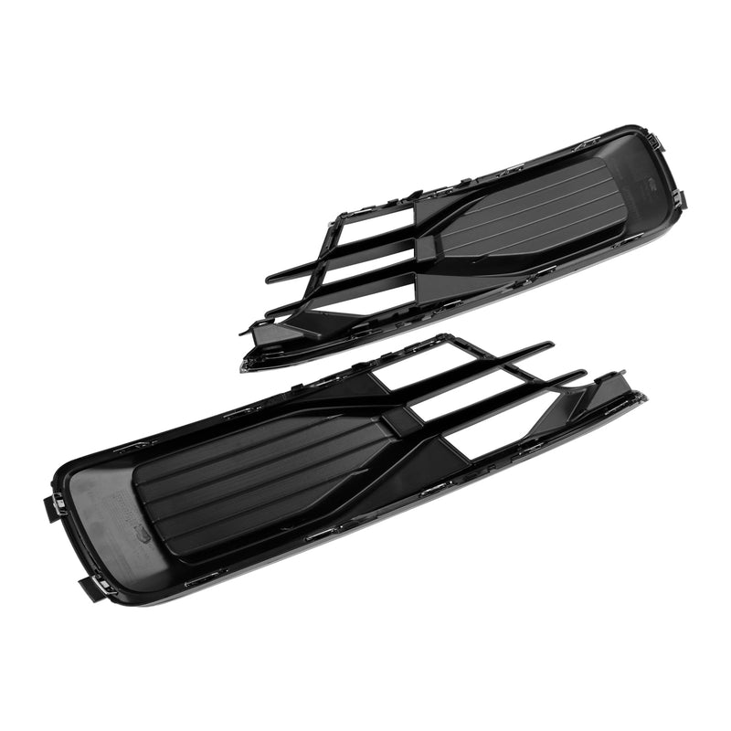 Audi A6 C7 2014-2018 Black Chrome Pair Front Bumper Foglight Cover Grill