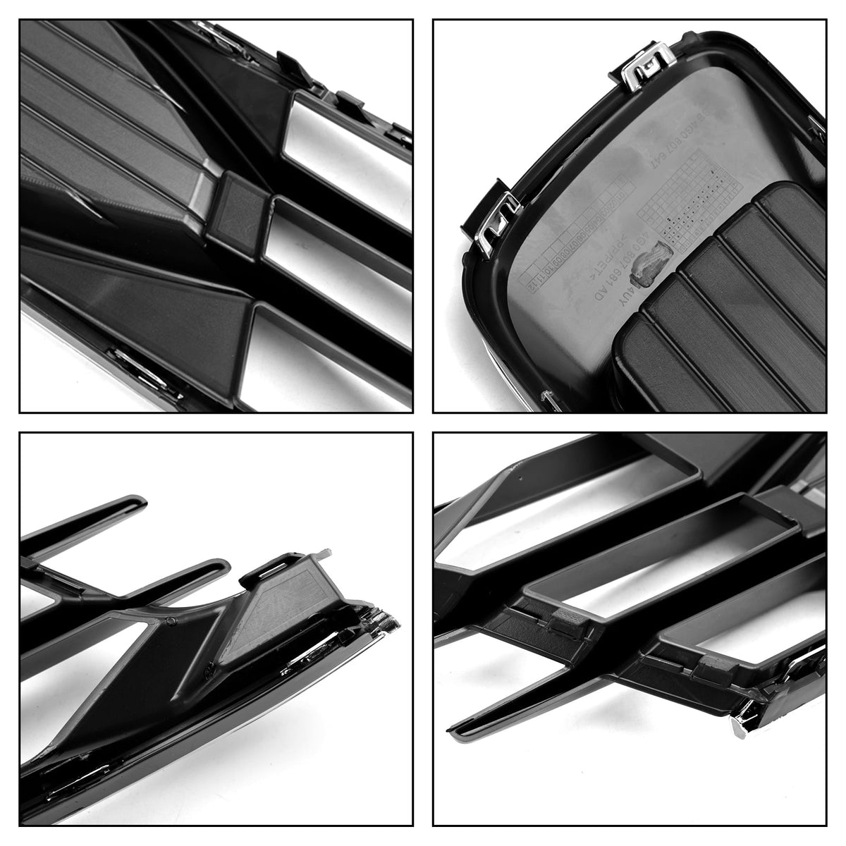 2014-2018 Audi A6 C7 Black Chrome Pair Front Bumper Foglight Cover Grill