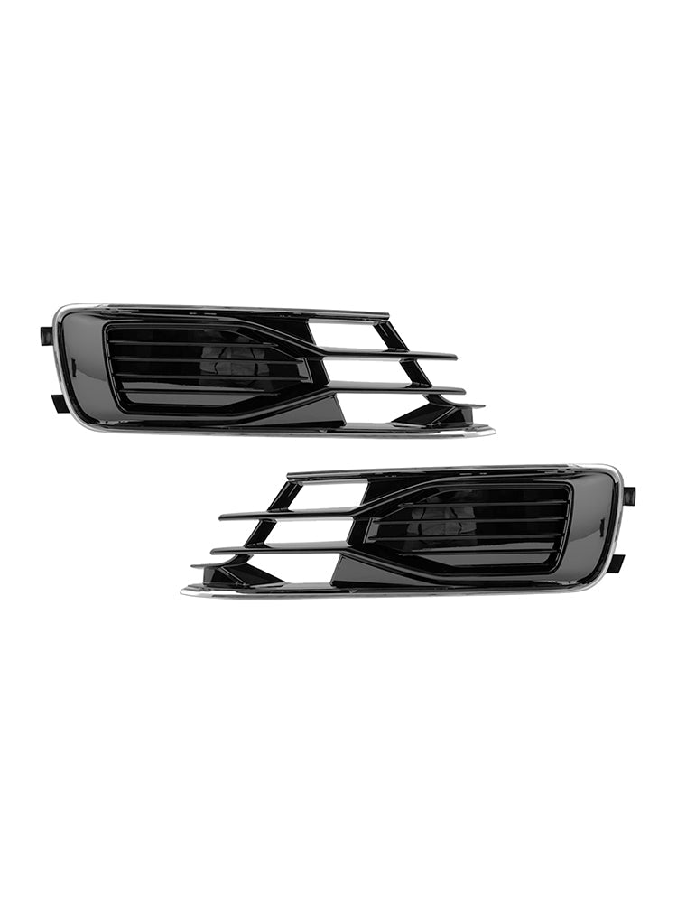 2014-2018 Audi A6 C7 Black Chrome Pair Front Bumper Foglight Cover Grill