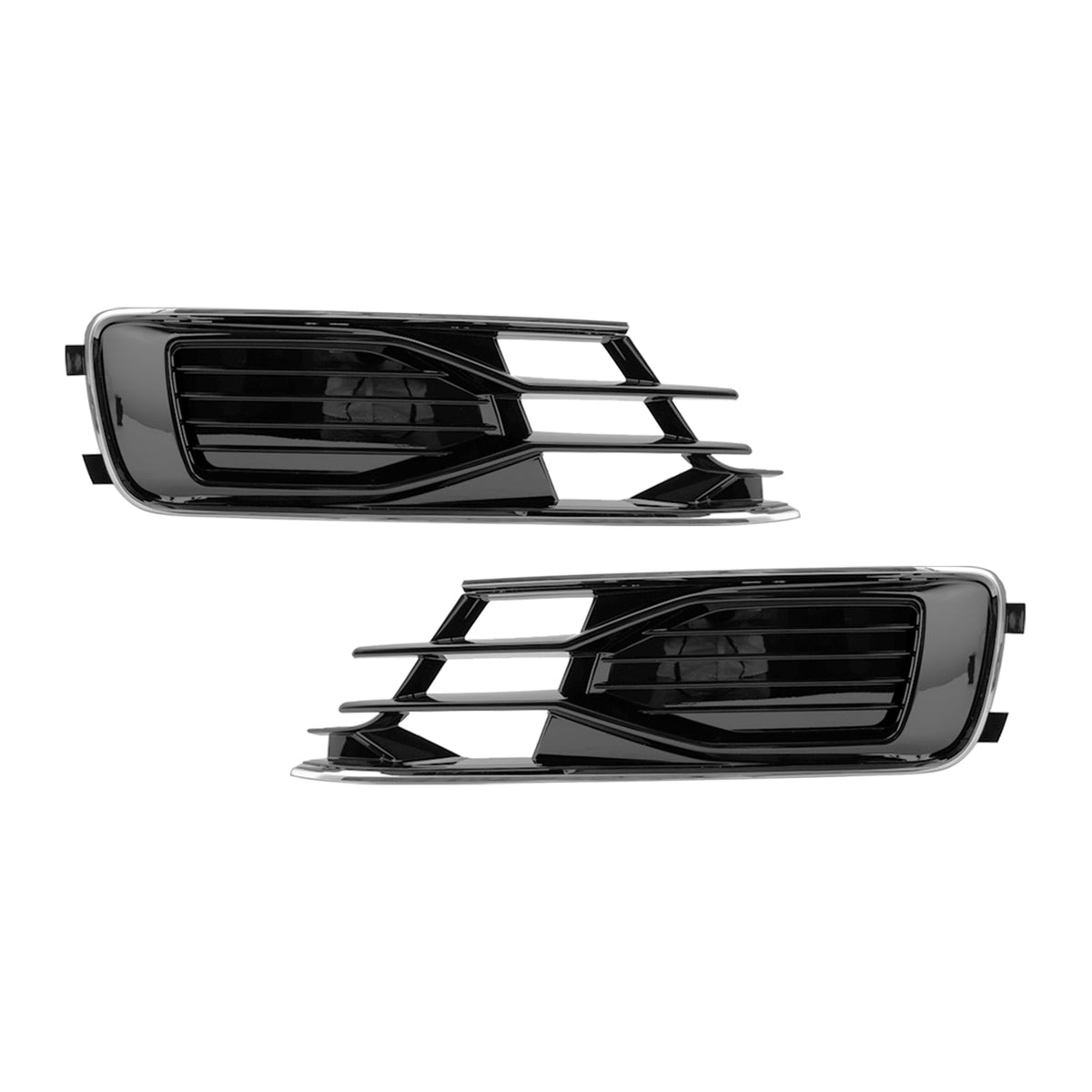 2014-2018 Audi A6 C7 Black Chrome Pair Front Bumper Foglight Cover Grill