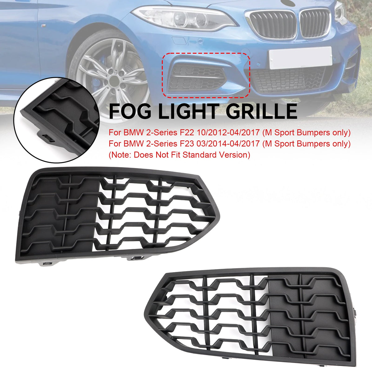 BMW F22 F23 2012-2017 2PCS Front Bumper M Fog Light Grill 51118056797 51118056798